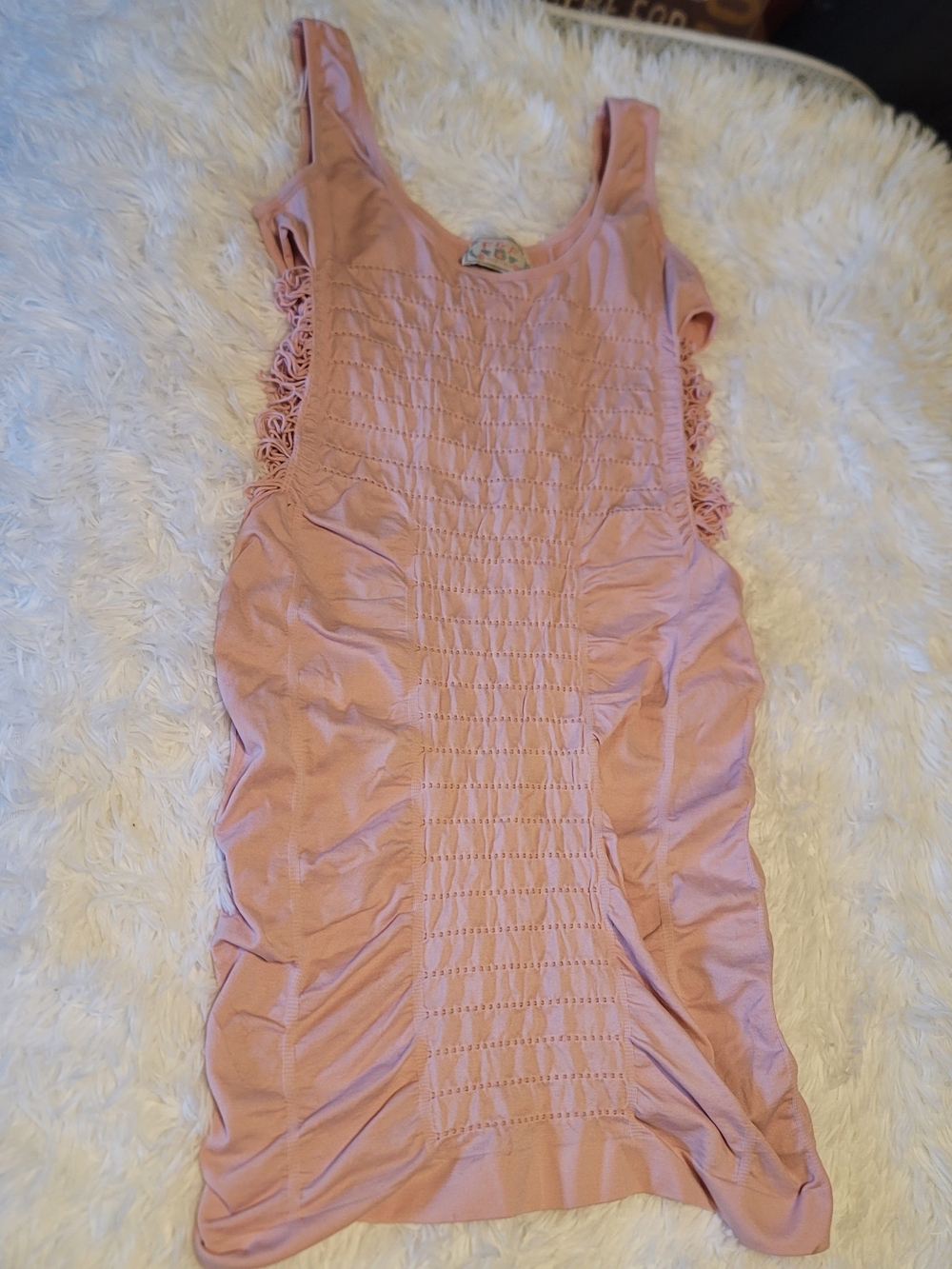 🔥3 For $25 F&F Blush Pink Ruched Lace-Trim Chemise Dress